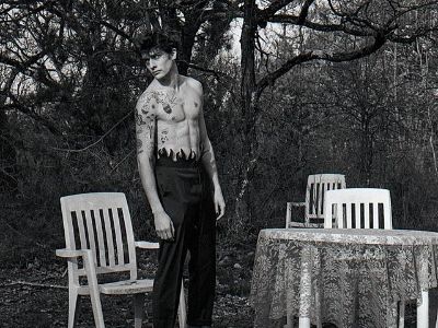 Maxence Danet-Fauvel is shirtless in the picture.